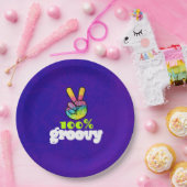 100% Groovy mit Rainbow Hand Peace Sign Pappteller (Party)