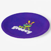 100% Groovy mit Rainbow Hand Peace Sign Pappteller (Schrägansicht)