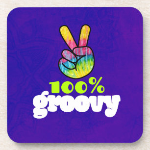 100% Groovy mit Rainbow Hand Peace Sign Untersetzer