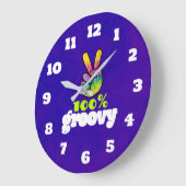 100% Groovy Rainbow Hand Peace Sign Acid Lila Große Wanduhr (Winkel)