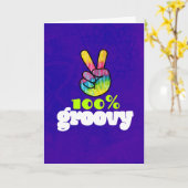 100% Groovy Rainbow Hand Peace Sign Birthday Karte (Gelbe Blume)