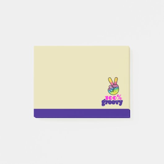 100% Groovy Rainbow Hand Peace Sign Post-it Klebezettel (Vorderseite)