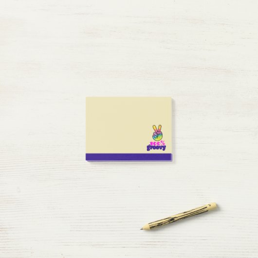 100% Groovy Rainbow Hand Peace Sign Post-it Klebezettel (Auf Schreibtisch)