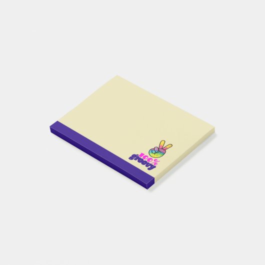 100% Groovy Rainbow Hand Peace Sign Post-it Klebezettel (angewinkelt)