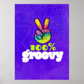 100% Groovy Rainbow Hand Peace Sign Poster (Vorne)