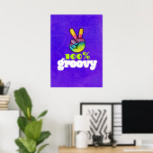 100% Groovy Rainbow Hand Peace Sign Poster (Heimbüro)