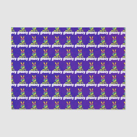 100% Groovy Rainbow with Hand Peace Sign Seidenpapier (Vorderseite)