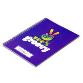 100% Groovy Regenbogen mit Hand Peace Sign Einziga Notizblock (Linke Seite)