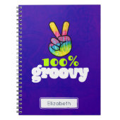 100% Groovy Regenbogen mit Hand Peace Sign Einziga Notizblock (Vorderseite)