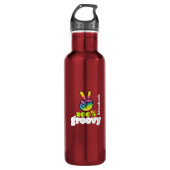 100% Groovy Regenbogen mit Hand Peace Sign Einziga Trinkflasche (Vorderseite)