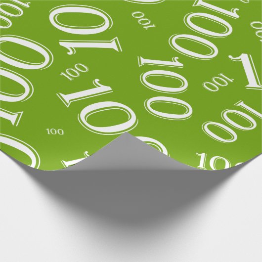 100. Grün/Weiß-Random-Zahlenmuster groß Geschenkpapier (Ecke)