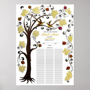 100 guests Quaker Wedding - Yellow, Tree of life Poster