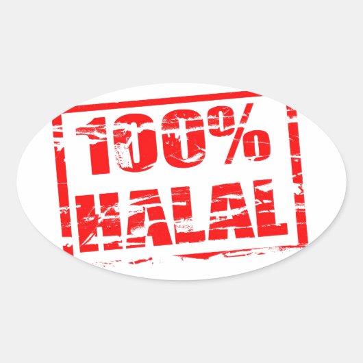 100 % Halal Ovaler Aufkleber (Vorderseite)