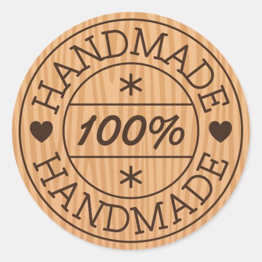 100% handgefertigt oder Produktname, Briefmarke au Runder Aufkleber (Vorderseite)