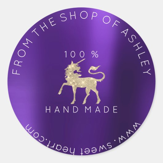 100 % handgemachte Logos von Web Plum Unicorn Runder Aufkleber (Vorderseite)