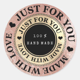 100% Handmade Web Name Rose Gold Schwarz-weiß Runder Aufkleber