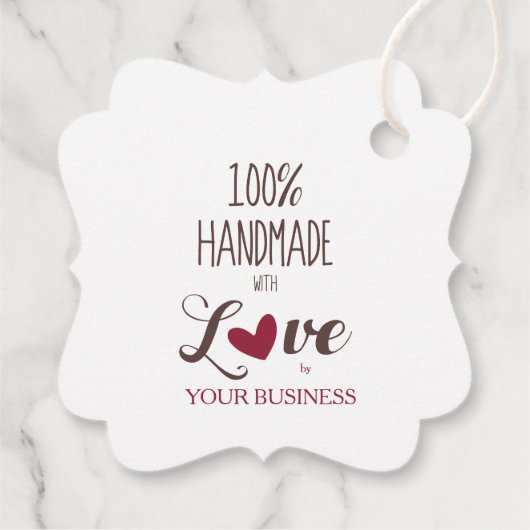 100% Handmade with Love Quote im Netz & Brown Geschenkanhänger (Rückseite)