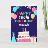 100. Happy Birthday Balloons Cake Navy Blue