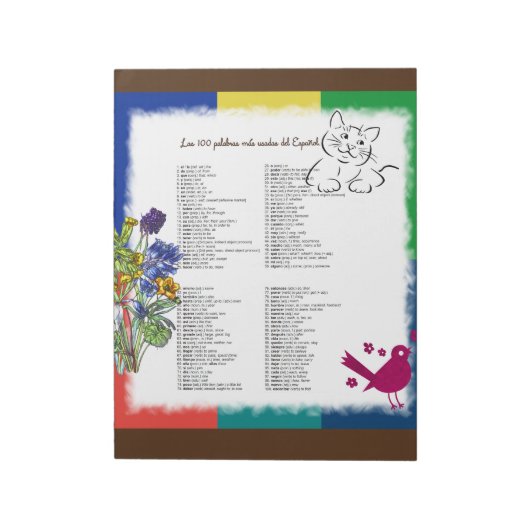 100 Häufigste Wörter auf Spanisch Notizblock (Rotiert)