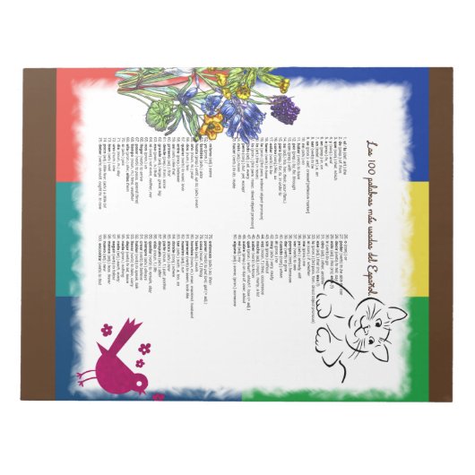 100 Häufigste Wörter auf Spanisch Notizblock (Vorderseite)