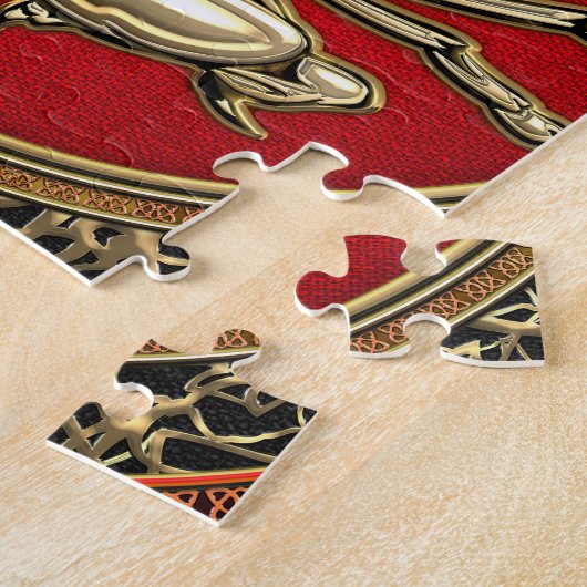 [100] Heiliger Goldener Skorpion auf Rot Puzzle (Seite)