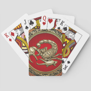 [100] Heiliger Goldener Skorpion auf Rot Spielkarten