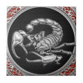 [100] Heiliger Silberskorpion auf Schwarz Fliese (Vorderseite)