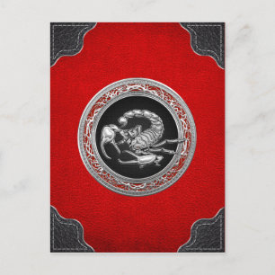 [100] Heiliger Silberskorpion auf Schwarz Postkarte