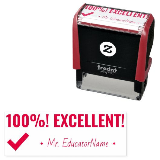 "100%! HERVORRAGEND!" Instructor Rubber Briefmarke Permastempel (Beispiel)