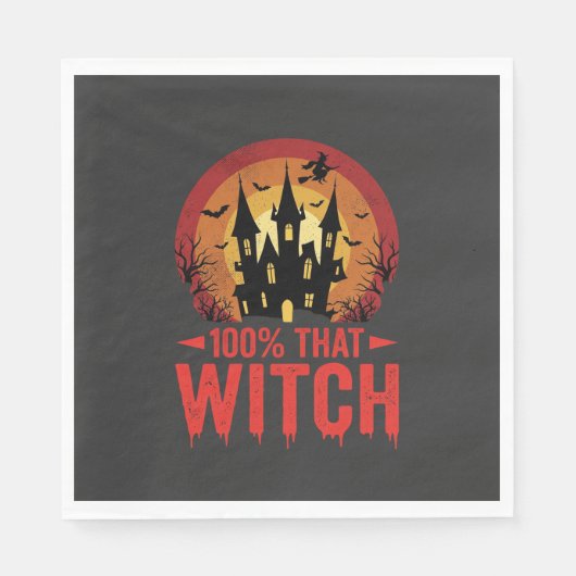 100% Hexen Halloween Schloss Serviette (Vorderseite)
