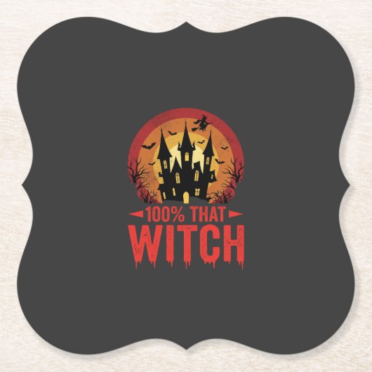 100% Hexen Halloween Schloss Untersetzer (Vorderseite)