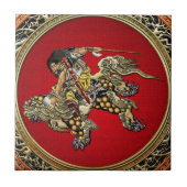 [100] Hokusai - Shoki Riding Shishi Lion Fliese (Vorderseite)