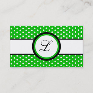 100 Hot Green White Punkt Pokadot Business Card Visitenkarte