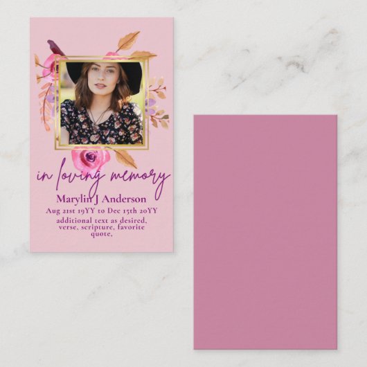 100 Hübsches florales Gebet Beerdigung Gedenkstätt Visitenkarte (Vorne/Hinten)