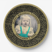 100 Ihr Foto Random Number Pattern Black/Gold Pappteller (Vorderseite)