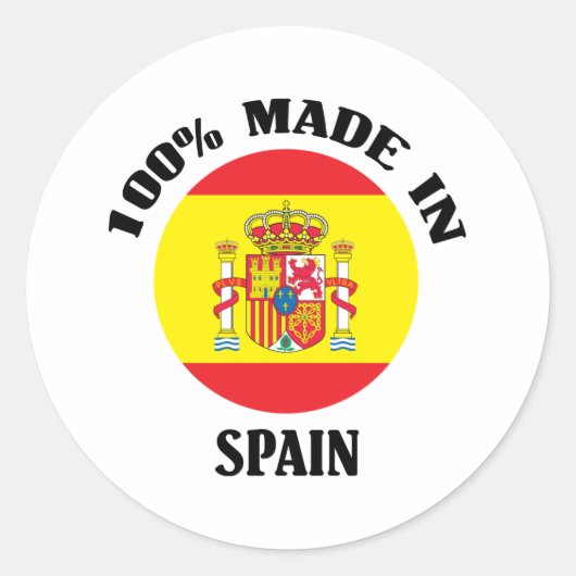 100 % in Spanien Runder Aufkleber (Vorderseite)