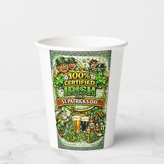 100% Irisch... Am St. Patrick's Day! Pappbecher (Vorderseite)