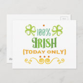 100% Irisch Heute Word Art Postkarte (Vorne/Hinten)