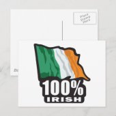 100 % Irland/irische Flagge Postkarte (Vorne/Hinten)
