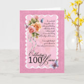 100 Jahre alte Grußkarte - Rosen und butterflie Karte (Gelbe Blume)