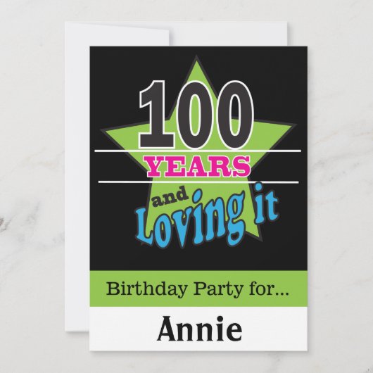 100 Jahre alter Geburtstag Einladung (Vorderseite)