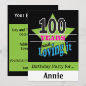 100 Jahre alter Geburtstag Einladung (Vorne/Hinten)