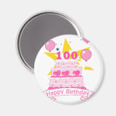 100 Jahre alter Geburtstagskuchen Magnet (Vorderseite/Rückseite)