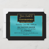 100 JAHRE GEBURTSTAG PARTY INVITATION AQUA/SCHWARZ EINLADUNG (Rückseite)