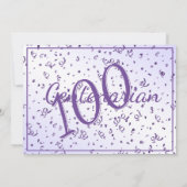 100 Jahre Geburtstagsparty Lila/weiß Einladung (Rückseite)