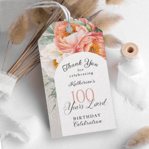 100 Jahre Geliebte Weibliche Blumen 100. Geburtsta Geschenkanhänger