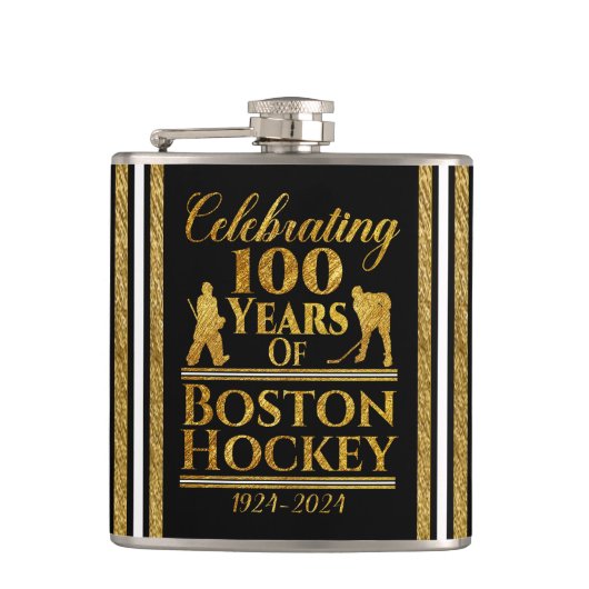 100 Jahre Hockey in Boston Flachmann (Vorderseite)