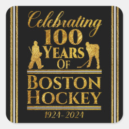 100 Jahre Hockey in Boston Quadratischer Aufkleber