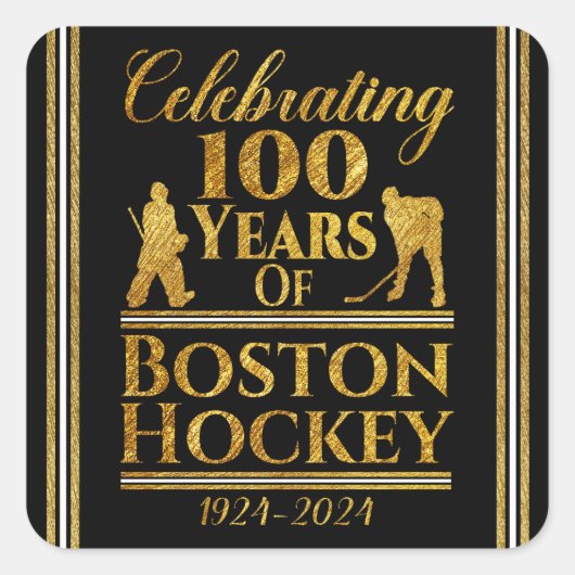 100 Jahre Hockey in Boston Quadratischer Aufkleber (Vorderseite)