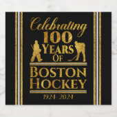 100 Jahre Hockey in Boston Schaumweinetikett (Einzelnes Label)